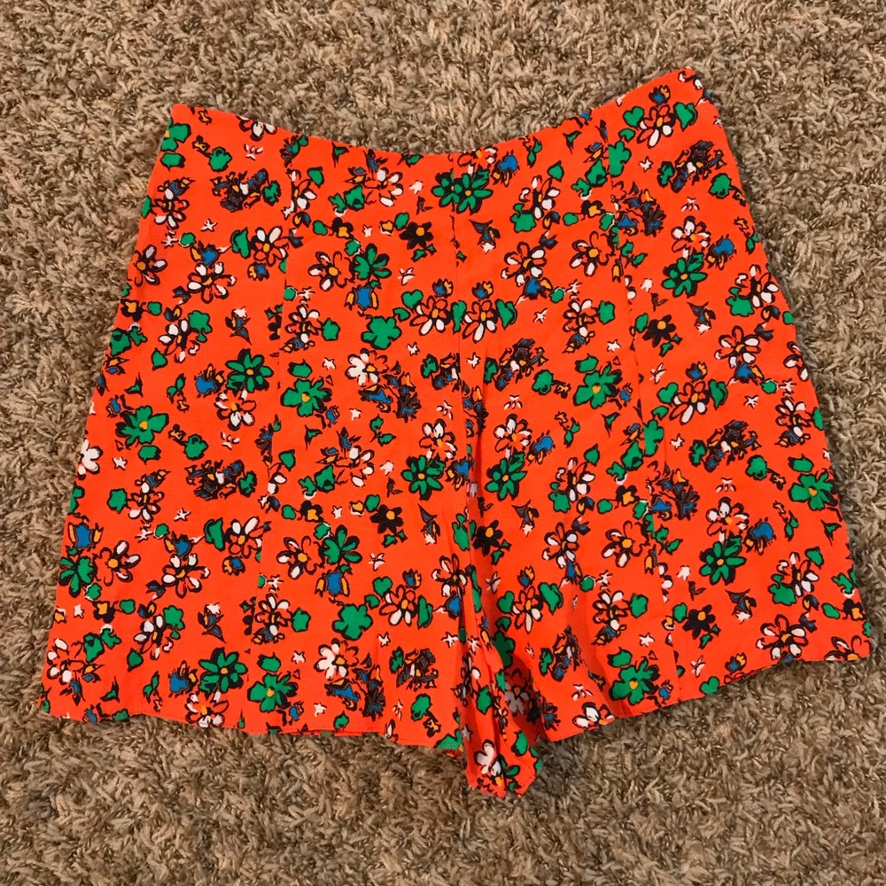 Topshop orange floral shorts